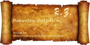 Rakovics Zoltán névjegykártya
